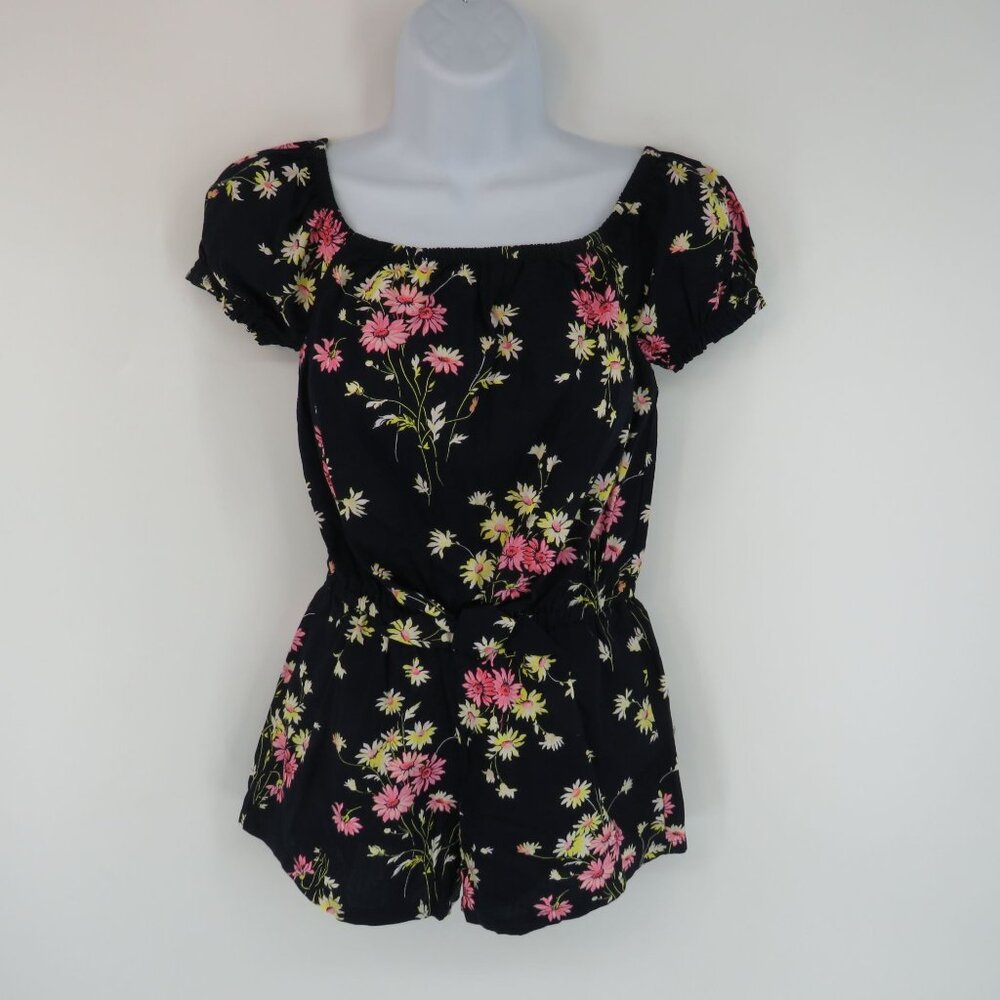 Gap Kids Navy Floral Romper Short Sleeve Elastic Waist 8 NWT $39.99